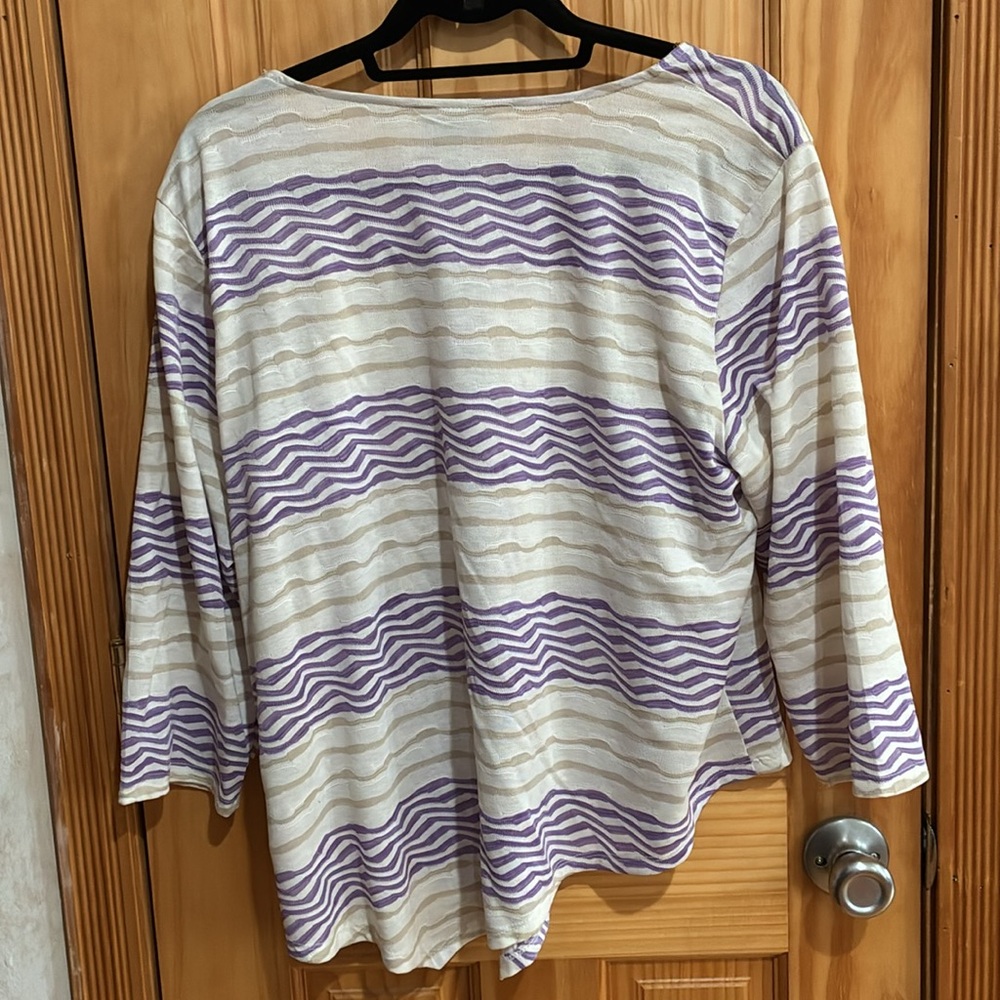 Alfred Dunner Women's Garden Party Spliced Stripe Texture Top size PXL - Picture 6 of 12